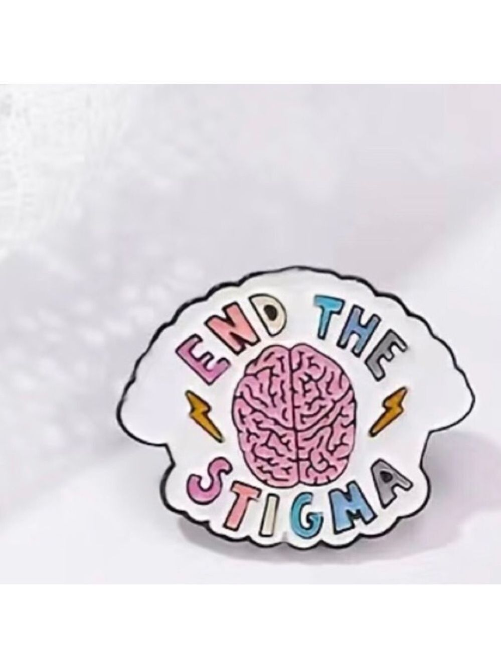 End the Stigma Mental Health colorful enamel cartoon pin lapel brooch - Picture 5 of 14